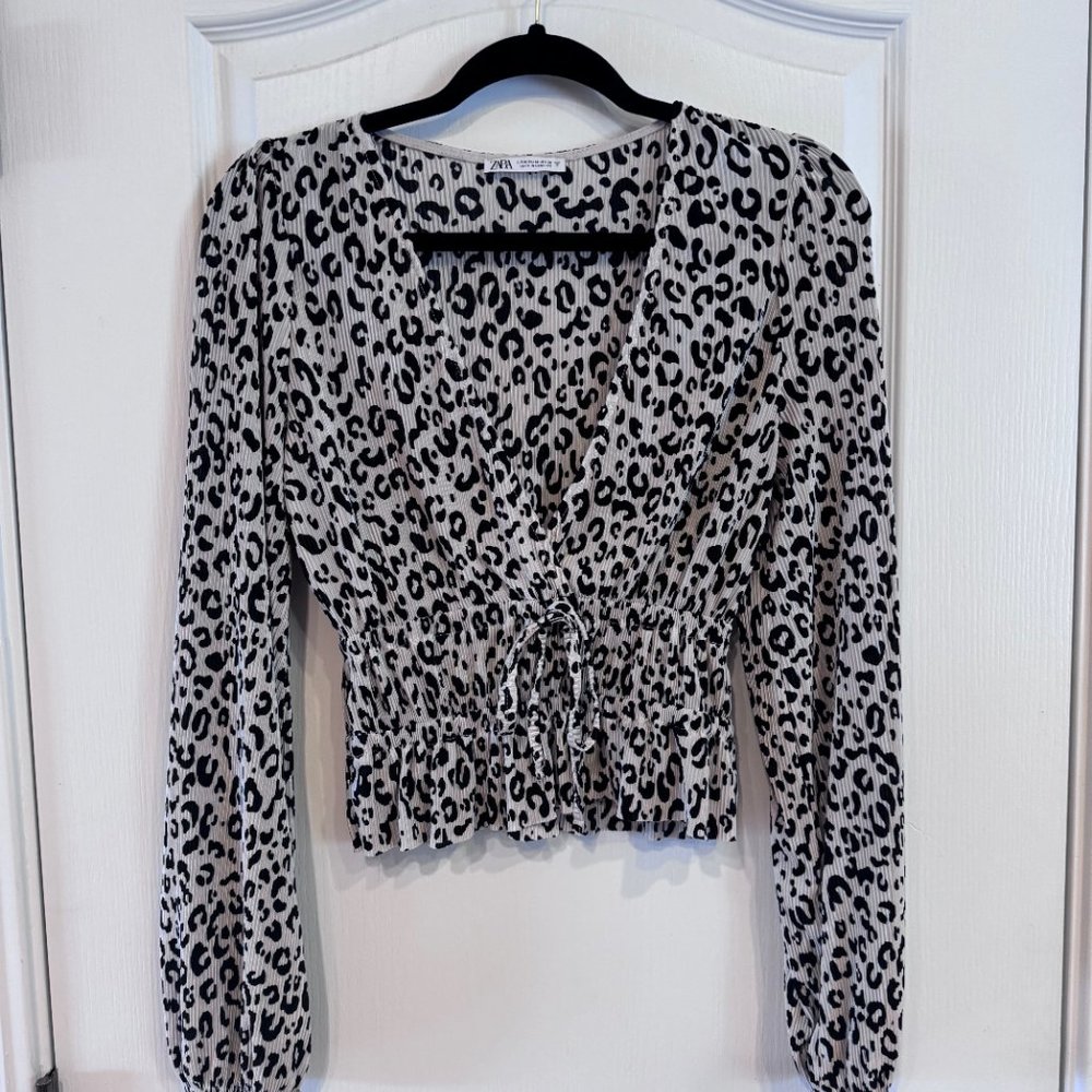 Zara Leopard Print Ribbed Long Sleeve